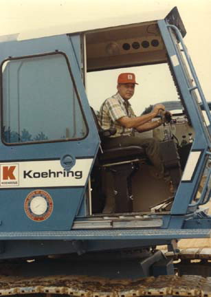 Bill working (member of Operating Engineers Union Local 138 - heavy equipment operator)